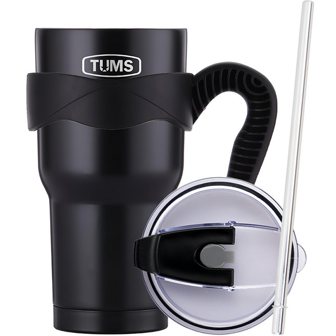TUMS New Mega 真空不鏽鋼保溫杯組, 黑色, 900ml, 1組