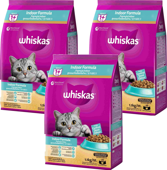 whiskas 偉嘉 1歲以上 室內貓 乾糧, 鮪魚 + 雞肉, 1.1kg, 3袋