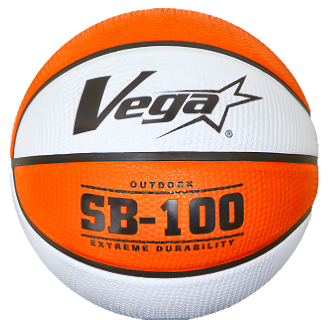 台灣 Vega SB100系列 耐磨星星顆粒橡膠籃球 亮橘色 + 白色, OBR-752SOR, 1顆