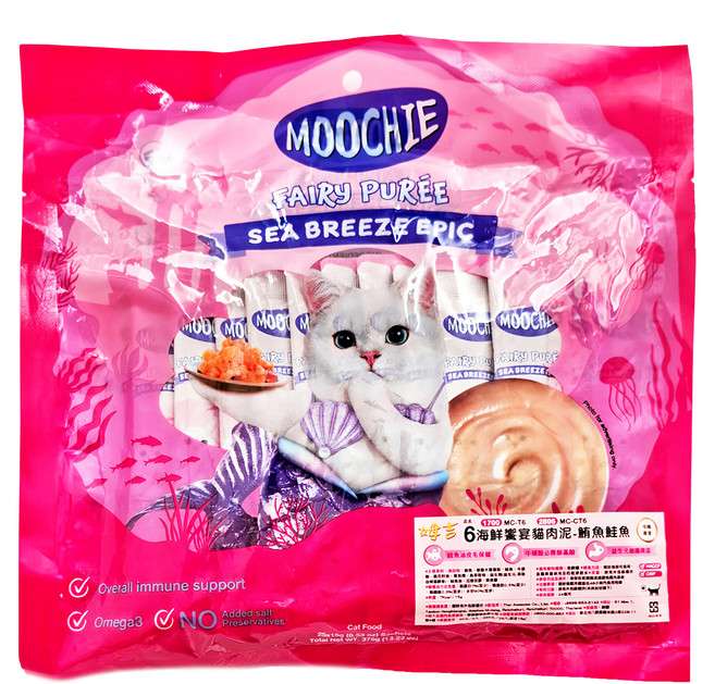 MOOCHIE 姆吉 海鮮饗宴貓肉泥 CT6 25條, 鮪魚鮭魚, 375g, 1袋
