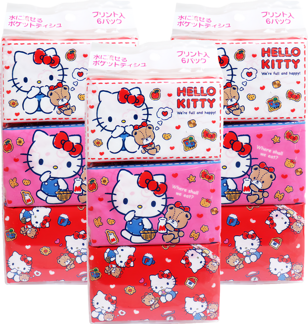 日本 HAYASHI Hello Kitty 印花面紙, 6包, 3袋