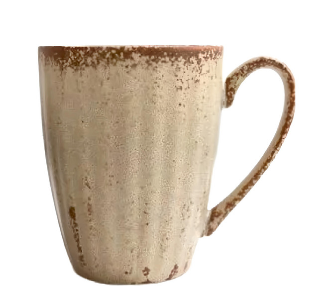 日本 美濃燒 啞光鏽邊十草 馬克杯 直徑含手把約 11 x 9.6cm, 米白色, 1個