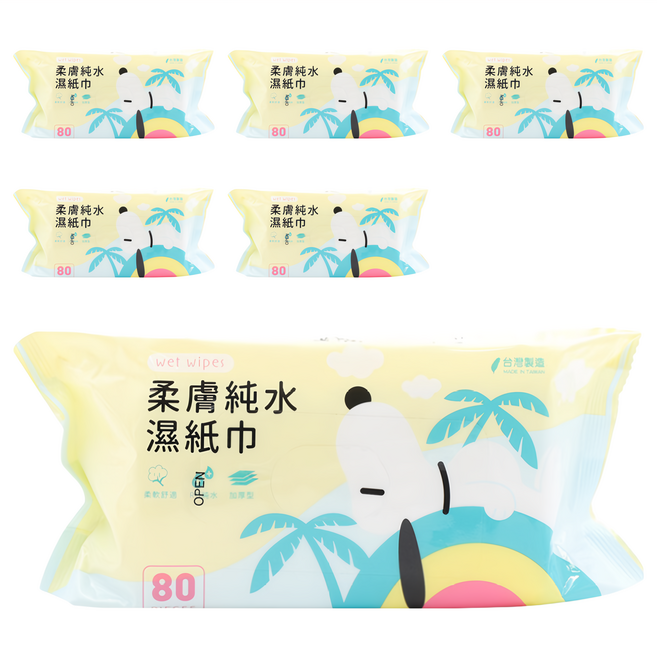 KOgi 宏瑋 史努比 濕紙巾 椰子乘涼, 1入, 6包