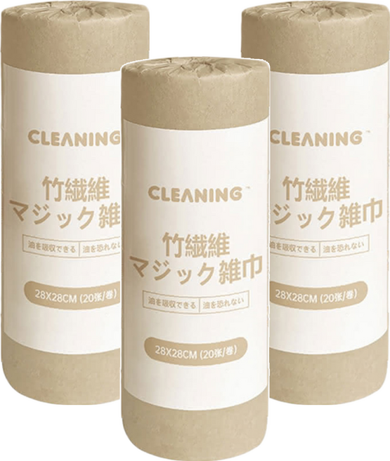CLEANING 可靈 竹纖維魔術抹布 20張, 3捲