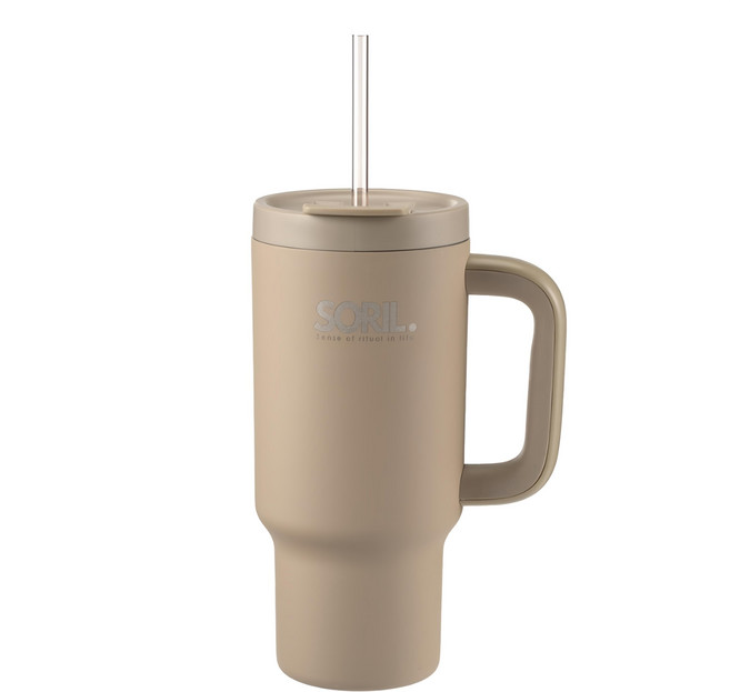 SORIL. 防漏密封隨行杯, 奶茶色, 950ml, 1個