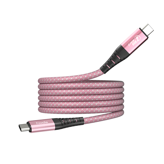 HODA 好貼 W3 USB-C-LIGHTNING 磁吸收納編織快充線 USB2.0 27W, 1.2m, 粉色, 1條