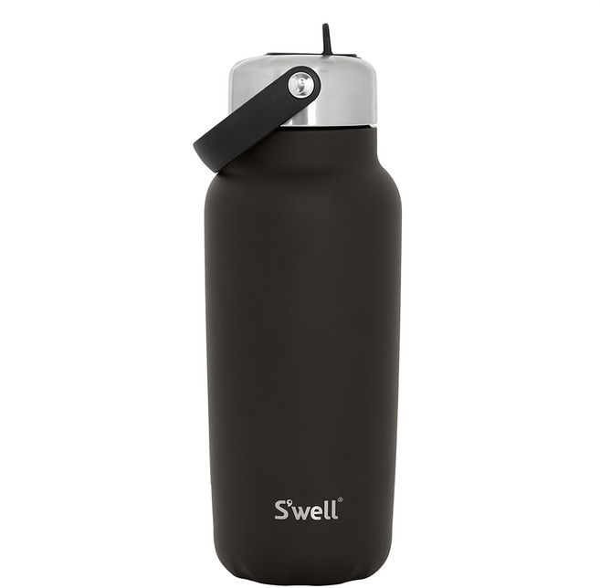 S'well Explorer 不鏽鋼吸管保溫瓶, 940ml, 曜石黑, 1個