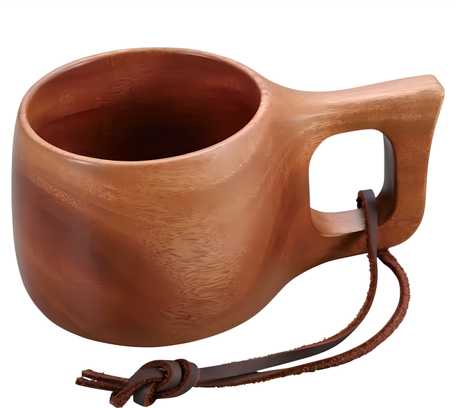 CAPTAIN STAG 鹿牌 原木把手木杯 150 x 95 x 70mm 300ml, 原木色, 1個