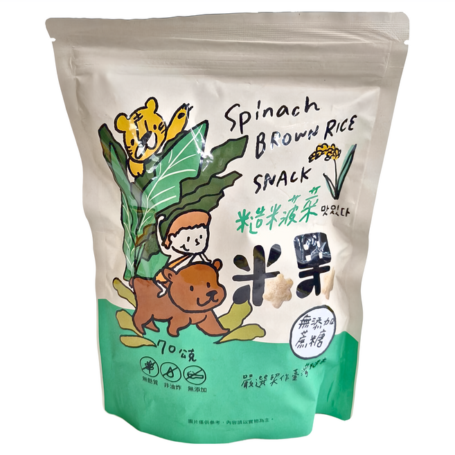 薌園 糙米米果, 菠菜, 70g, 1包