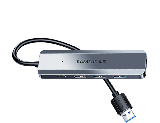 山澤 USB-A 3.1 Gen2轉3.1 4埠HUB 10Gbps高速傳輸集線器, 銀色, 1個