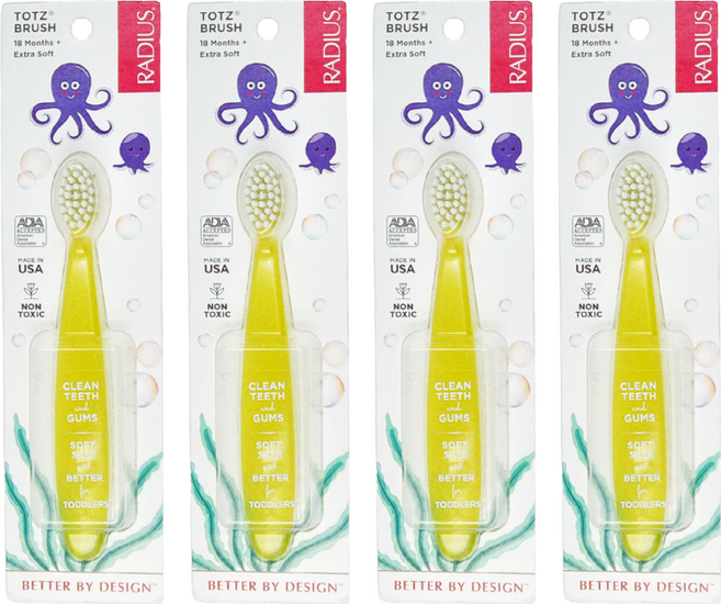 RADIUS 雷迪兒 幼兒按摩牙刷, 黃色, 1入, 4支