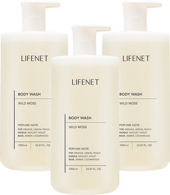 LIFENET 香氛沐浴露 Wild Moss, 1L, 3瓶