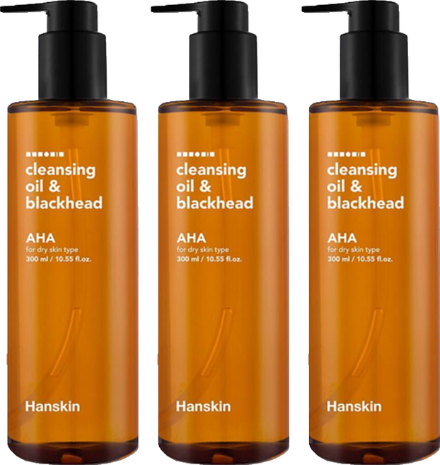 Hanskin 韓國原廠直供 AHA 去黑頭深層清潔卸妝油 乾性肌適用, 300ml, 3瓶