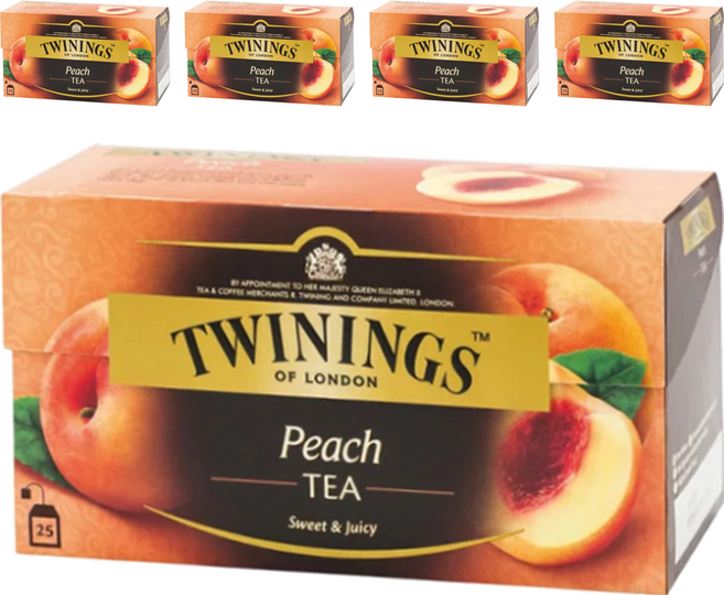 TWININGS 唐寧茶 香甜蜜桃茶, 2g, 25包, 5盒