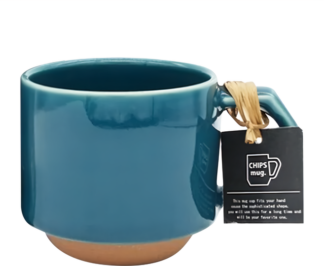 CHIPS mug. 咖啡杯 8.3cm 高約7.3cm 280ml, 藍綠色, 1個