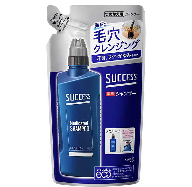 Kao 花王 SUCCESS 溫和微涼型 涼感洗髮精 補充包 新版, 320ml, 1包