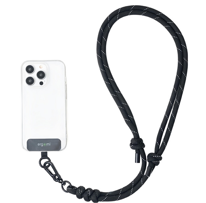 ergomi Knot 編織手機掛繩 ES-STRAD-KW 8mm, 條紋黑, 1條