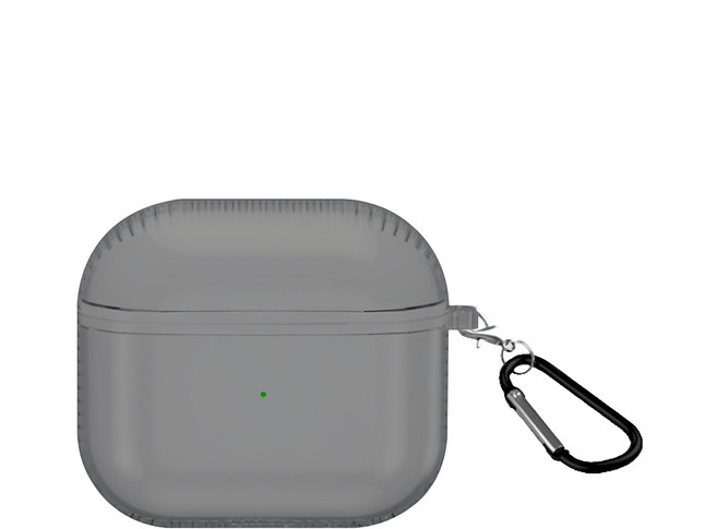 嚴選 AirPods 3 透明矽膠氣囊防摔保護殼 附掛勾, 單一商品, 黑色, 1個