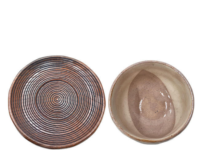 日本 美濃燒 粉引 抹茶碗 9.5 x 9.5 x 7cm + 茶托 12.8 x 12.8 x 2cm, 1組