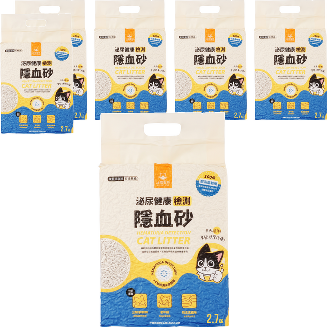 DOG CAT STAR 汪喵星球 泌尿健康檢測隱血豆腐貓砂 條型, 無味, 2.7kg, 6袋