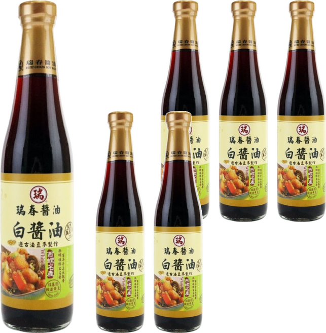 瑞春醬油 黃豆白醬油, 420ml, 6瓶