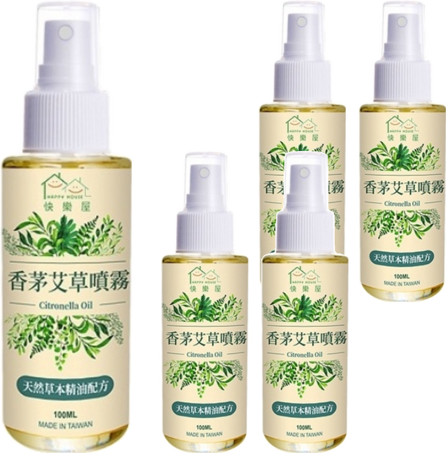HAPPY HOUSE 快樂屋 香茅艾草噴霧, 100ml, 5瓶