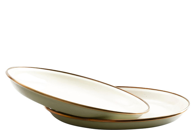 BAREBONES 雙色琺瑯沙拉盤組 Enamel Salad Plate CKW-1028 2入, 沙拉盤, 黃褐綠色, 1組