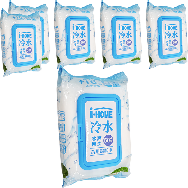 i HOME 冰爽持久冷水濕紙巾, 1入, 6包
