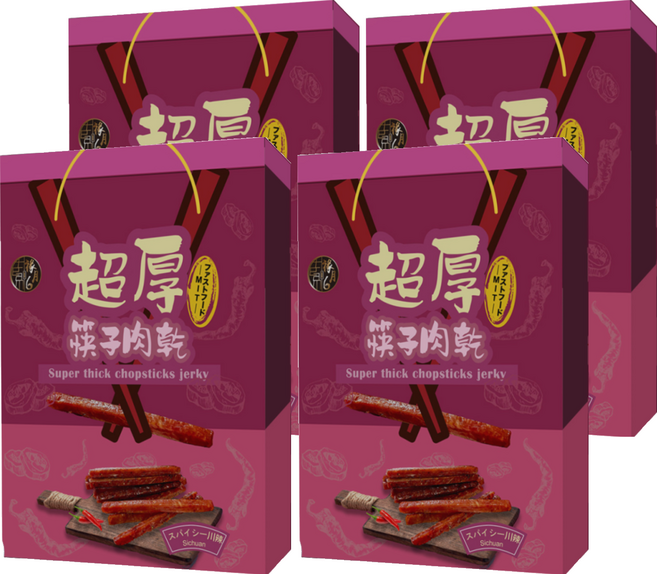 SUNFOOD 太禓食品 超厚筷子肉乾伴手禮盒 川辣, 240g, 4盒