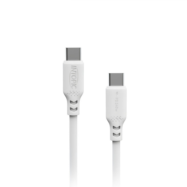 INTOPIC 廣鼎 Type-C PD240W液態矽膠充電傳輸線, 120cm, 白色, 1條