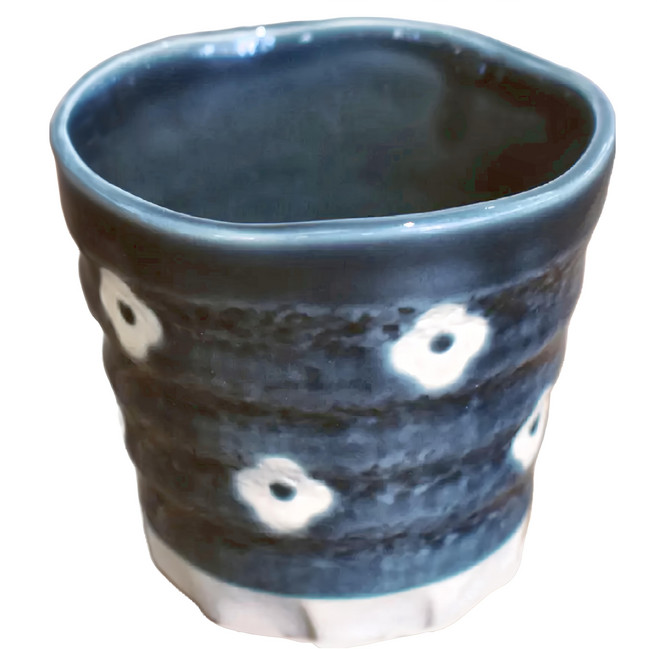 美濃燒 HANA手握杯 日本製, 紺青, 1個