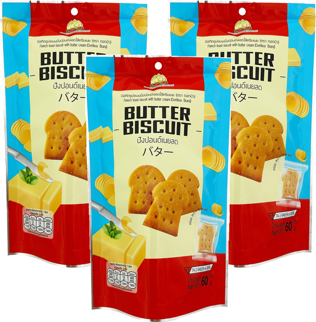 DORKBUA Brand 法式吐司餅 奶油風味, 60g, 3袋