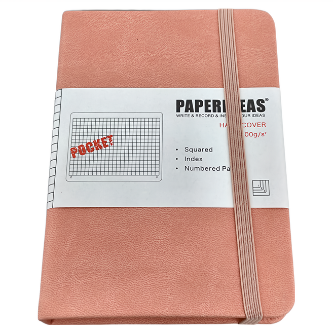 PAPERIDEAS 筆記本 A6 硬皮 方格 188頁, 裸粉, 1本