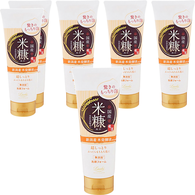 Loshi 樂絲 米糠潤澤飽滿洗面乳, 120g, 6條