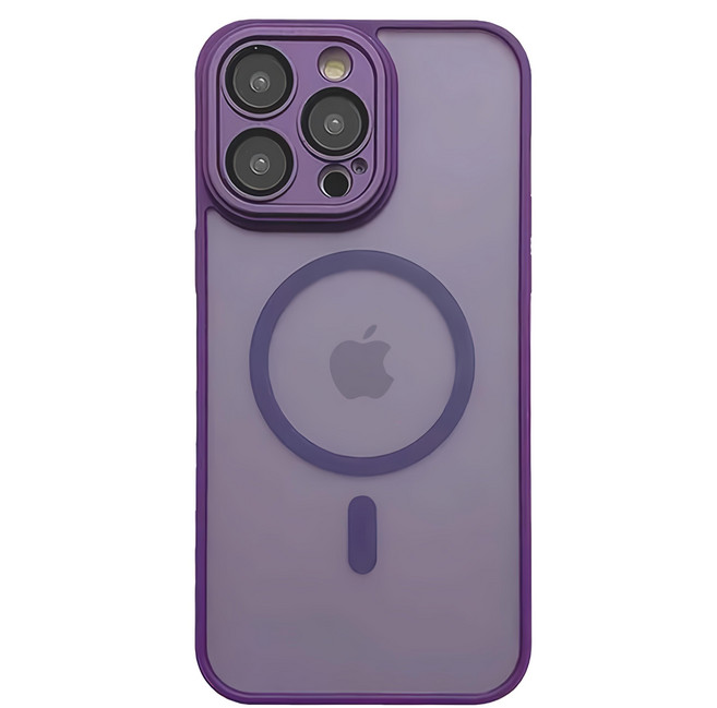 無品牌 手機 半透磨砂 保護殼 iPhone 14 Plus MagSafe 暗紫色