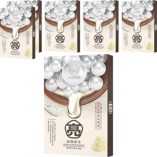 MY SCHEMING 我的心機 大地農潤 極潤鮮萃珍珠雪耳嫩白面膜 柔嫩膚感 親膚舒適 植物纖維膜布, 5片, 6盒