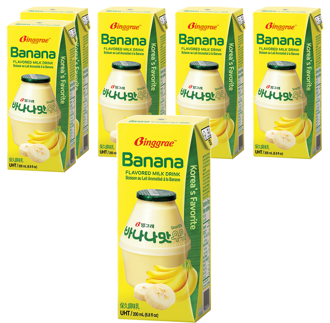 Binggrae Banana Flavored Milk 香蕉牛奶 保久調味乳, 200ml, 6入