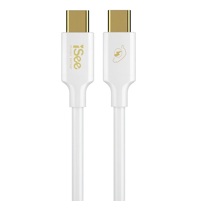 台灣 iSee PD鋁合金充電傳輸線 USB C-C, 1.5m, 白色, 1條