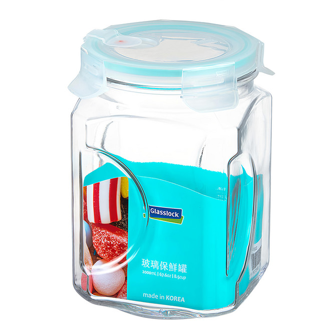 Glasslock 格拉氏洛克 氣孔式玻璃保鮮罐, 2L, 1個