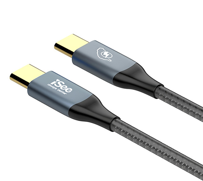 台灣 iSee USB C-USB A 45W PD鋁合金充電傳輸線, 灰色, 2.5m, 1條