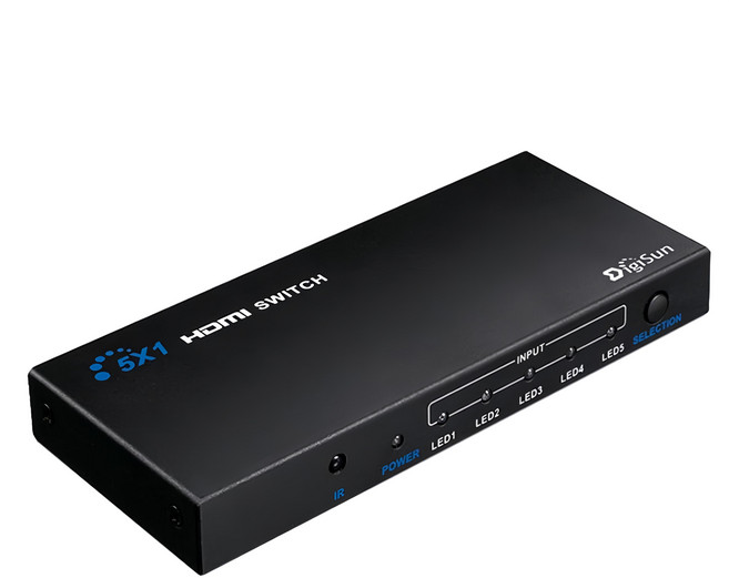 DigiSun 得揚 4K2K HDMI 五進一出切換器 163 x 70 x 20mm 315g, 黑色, 1台