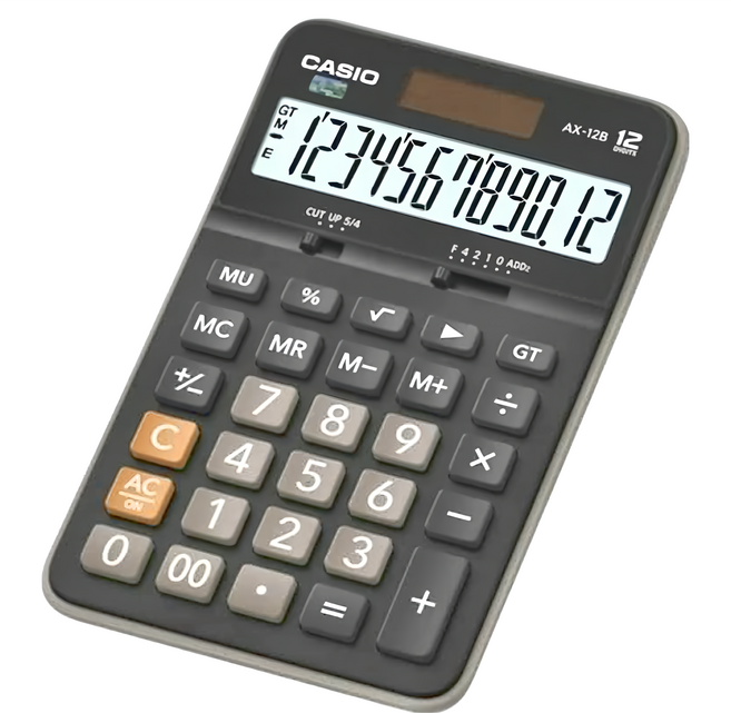 CASIO 卡西歐 雙電源商用12位數計算機 150g, 黑色, 1個
