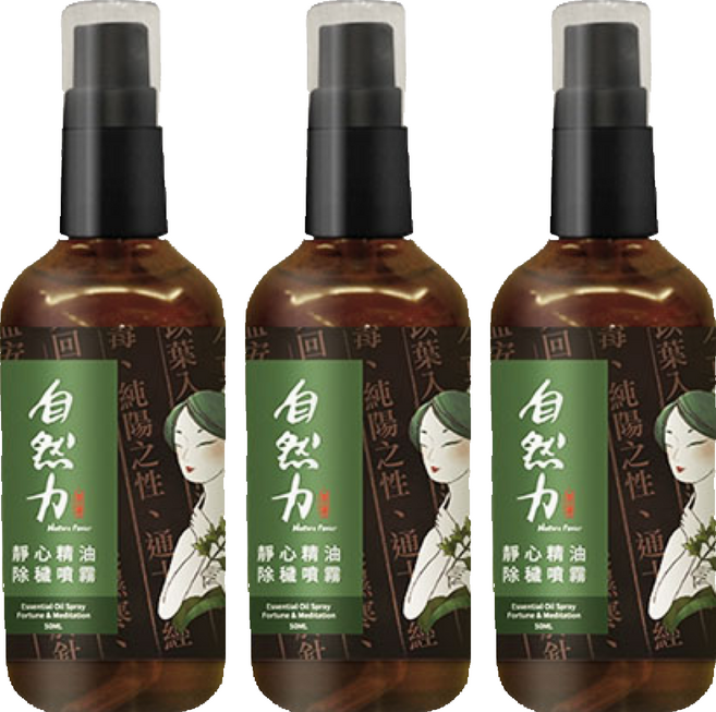TEAPOWER 茶寶 自然力 靜心精油除穢噴霧 艾草檀香 淨化空間 帶來清新能量, 50ml, 3瓶