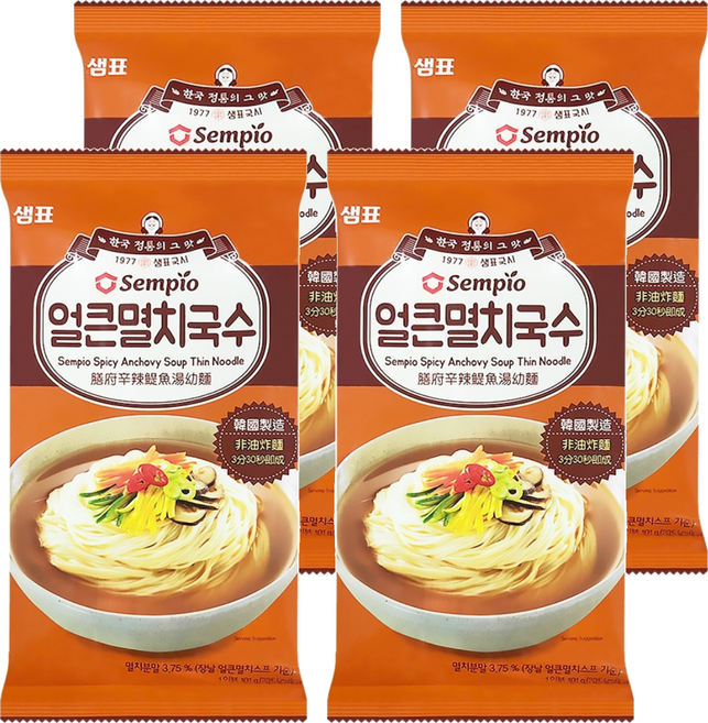 Sempio 膳府 辣味鯷魚湯細麵, 101g, 4包