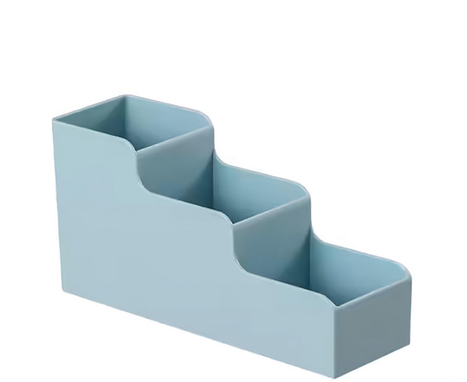FAmILyLIFE 生活 階梯式桌上文具妝品收納盒 19.5 x 6 x 9.8cm 120g, 藍色, 4個