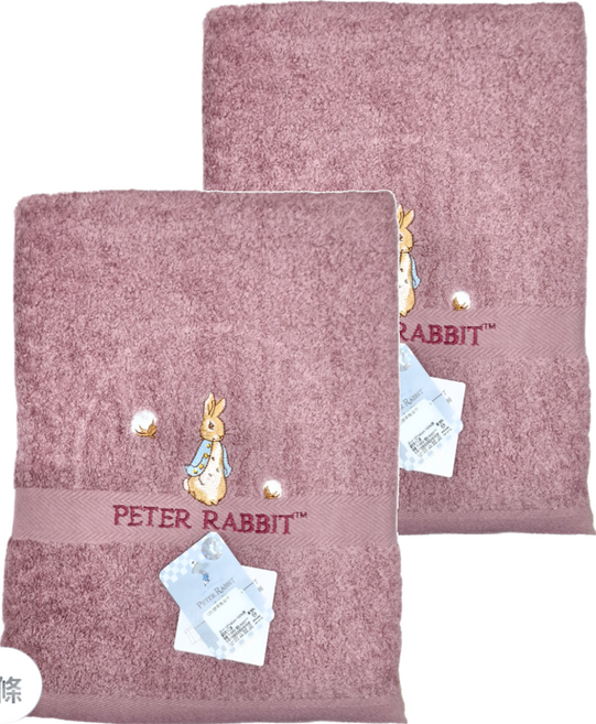 CHANGHER TOWEL FACTORY 昌和毛巾工廠 比得兔 精繡浴巾 PR1251, 顏色隨機, 2條