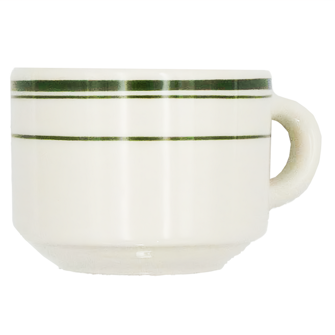 Tuxton 進口磁咖啡杯 綠邊 7oz TGB-023, 白色, 1個