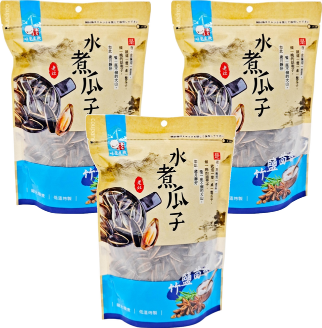 水煮瓜子 竹鹽茴香風味, 360g, 3包
