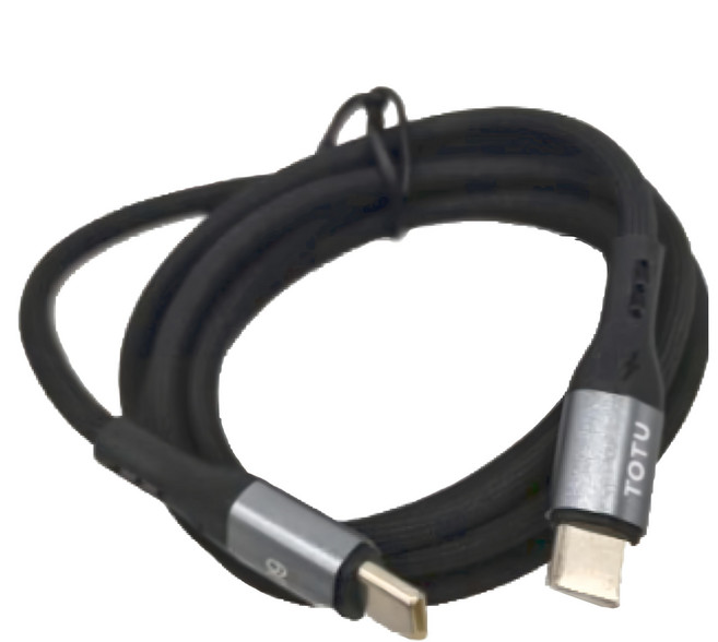 TOTU 拓途 Type-C-Type-C PD充電傳輸編織快充線 極速2代, 1.2m, 銀色 + 黑色, 1條