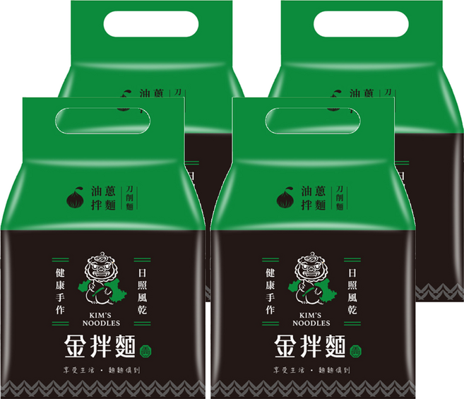 金拌麵 經典油蔥刀削麵 4包, 520g, 4袋